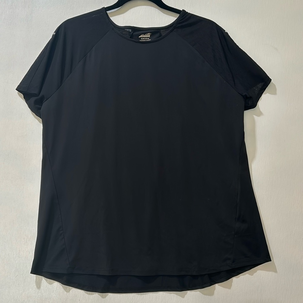 AVIA WOMENS TOP ACTIVARE LIGHTWEIGHT SHIRT BLACK SZ XL